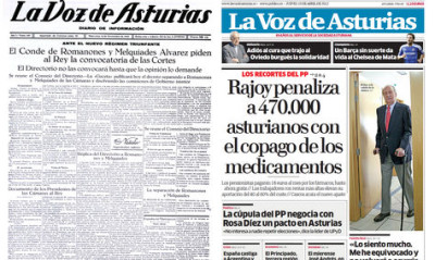 Primera y última portadas de La Voz de Asturias