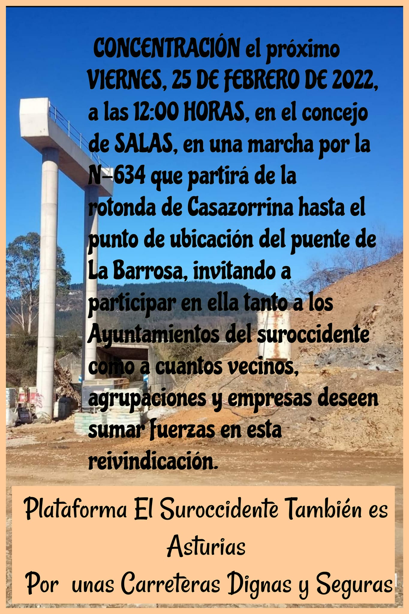 Comunicaciones: Concentración de protesta en Salas. Será el próximo viernes, día 25